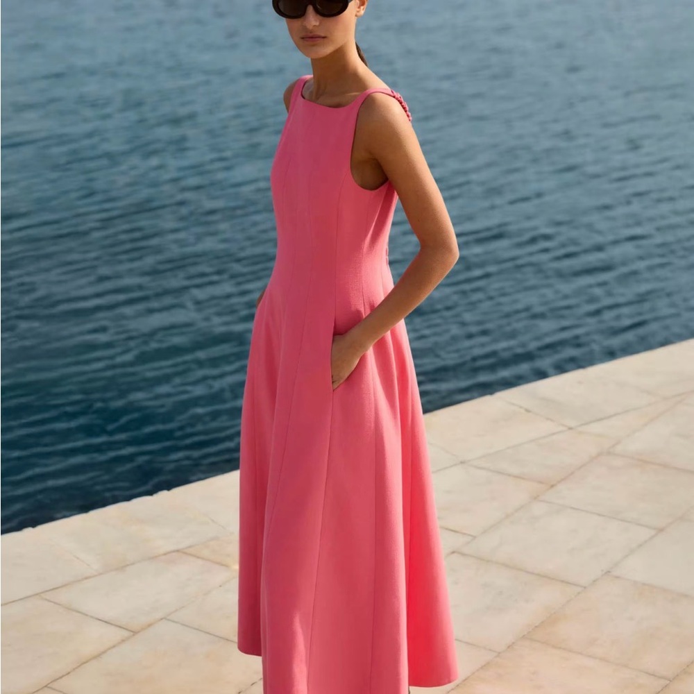 ME+EM Vibrant Pink Sleeveless Midi Dress